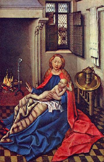 Robert Campin Maria mit dem Jesuskind am Kamin oil painting picture